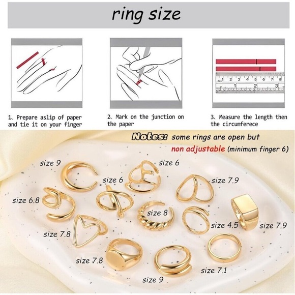 💫 Women Gold Knuckle Ring 18K Plated Open Stacking Adjustable Chunky Rings Gift - Picture 7 of 10